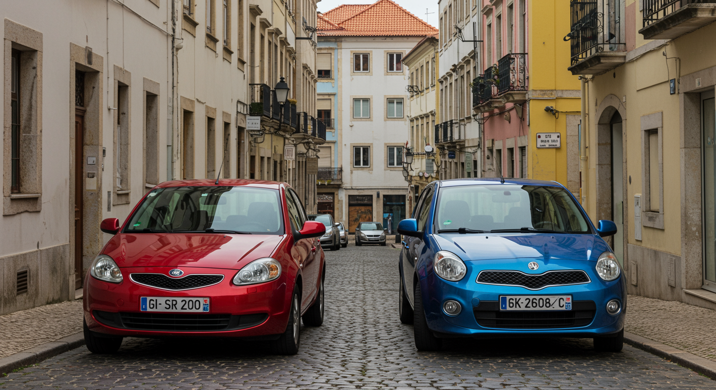 Carro compacto na cidade